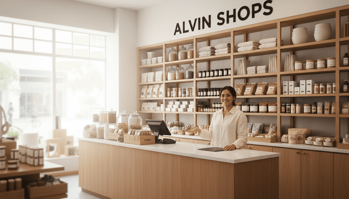 Welcoming Alvin Shops retail counter in Cedar City with organized products and customer service area